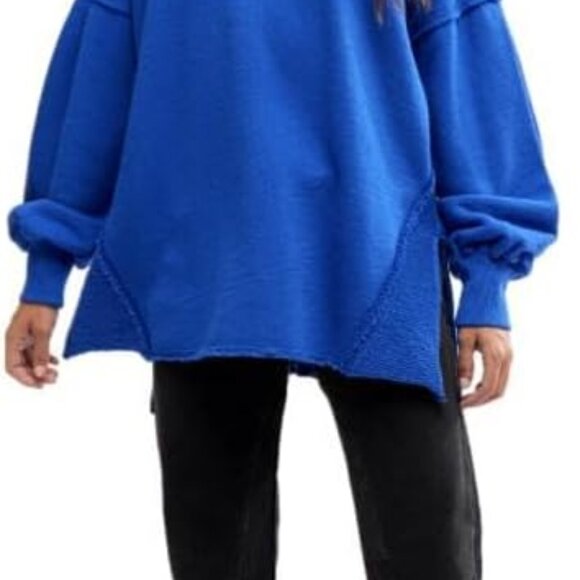 Free People Wonderful Pullover Sweater - Marazine Blue Oversized Turtleneck - Picture 5 of 5